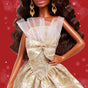 Barbie Signature 2025 Holiday Fashion Doll with Black Hair Wearing Silver & Gold Gown, Seasonal Collectible Includes Displayable Packaging & Doll Stand- JBJ01