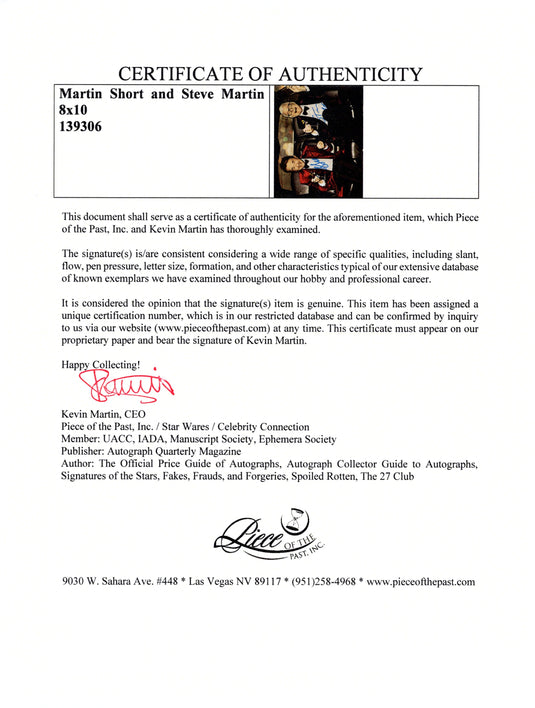 Certificate of authenticity – Steve Martin & Martin Short – Steve Martin and Martin Short signed photograph